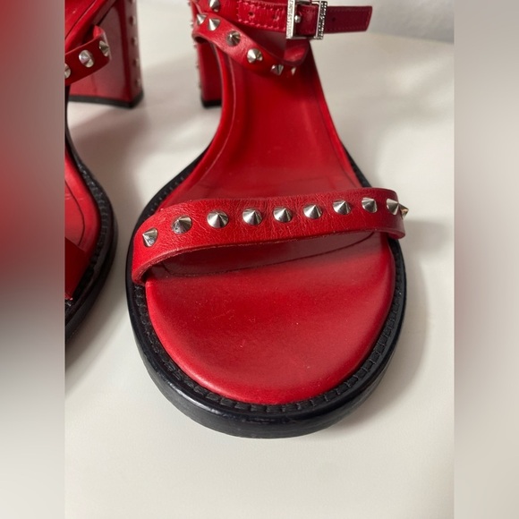 ZADIG & VOLTAIRE May Spikes Red Leather Heel Sandals - Picture 13 of 16